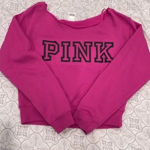 Pink off the shoulder hoodie
